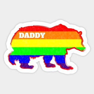 Mens Gay Fathers Day LGBT Rainbow Daddy Bear Pride Sticker